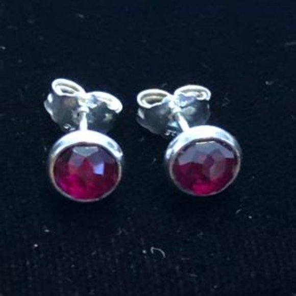 Pandora July Droplets Earrings, Synthetic Ruby
